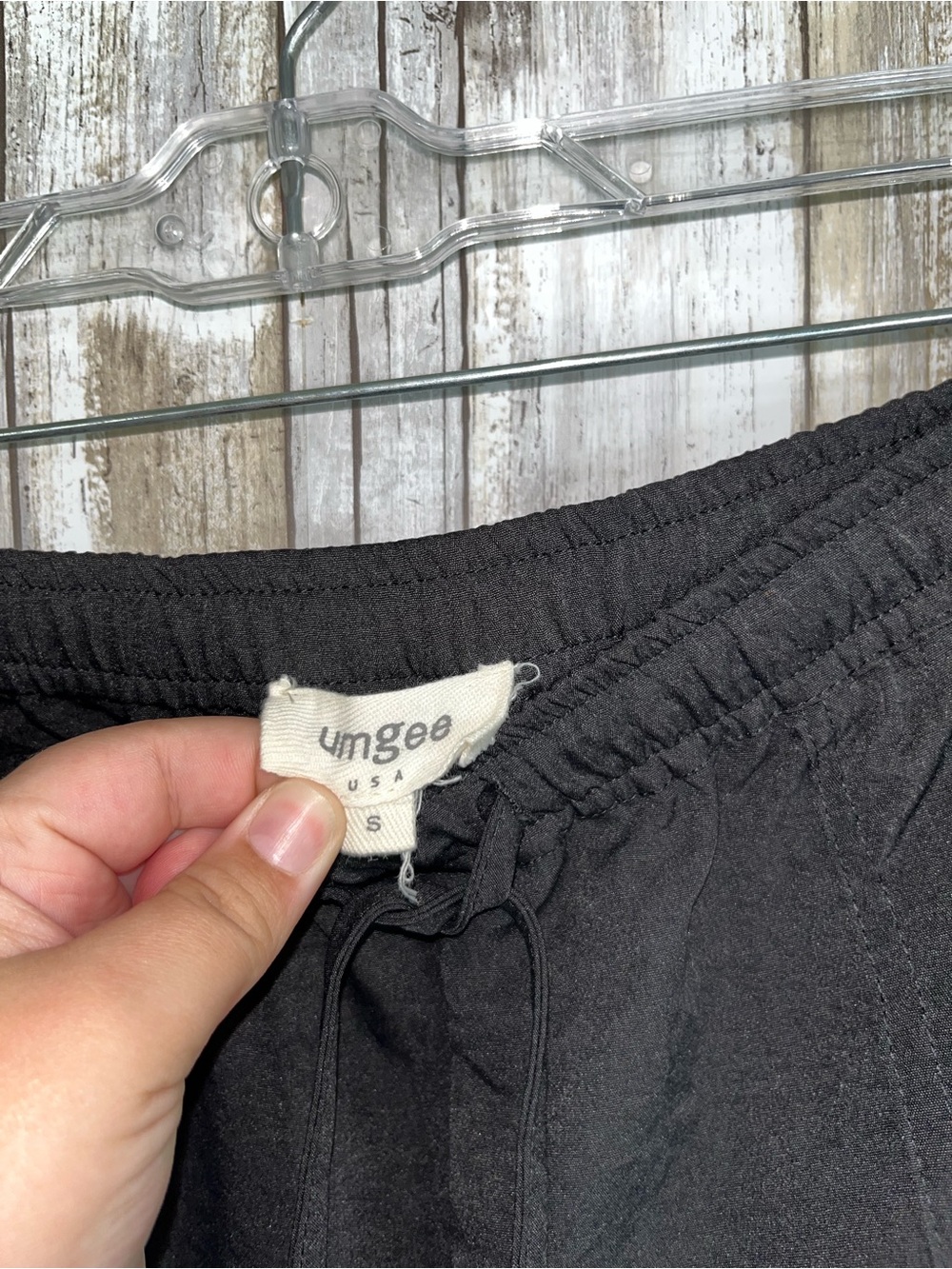 Umgee Black Drawstring Pants Small High Rise Lightweight Cropped Casual Pants - Picture 5 of 6